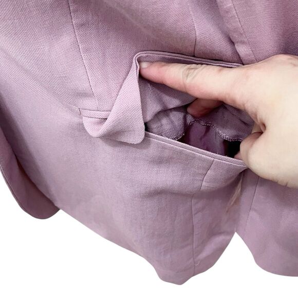 ZARA Blazer Women’s XS Pale Pink Linen Blend One Button Suit Jacket - Picture 8 of 8